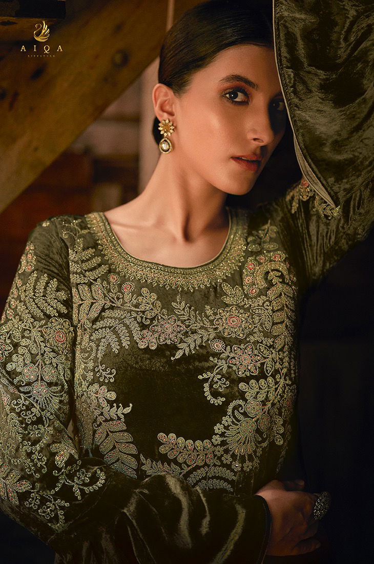 Elie By Aiqa Pure Velvet Top Bottom With Dupatta Dress Material Catalog